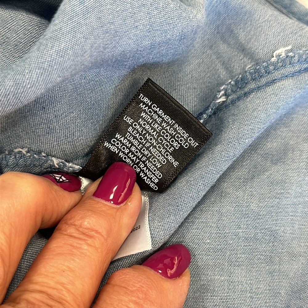 torrid Light Blue V-Neck Drawstring Shirt Dress - Picture 11 of 12